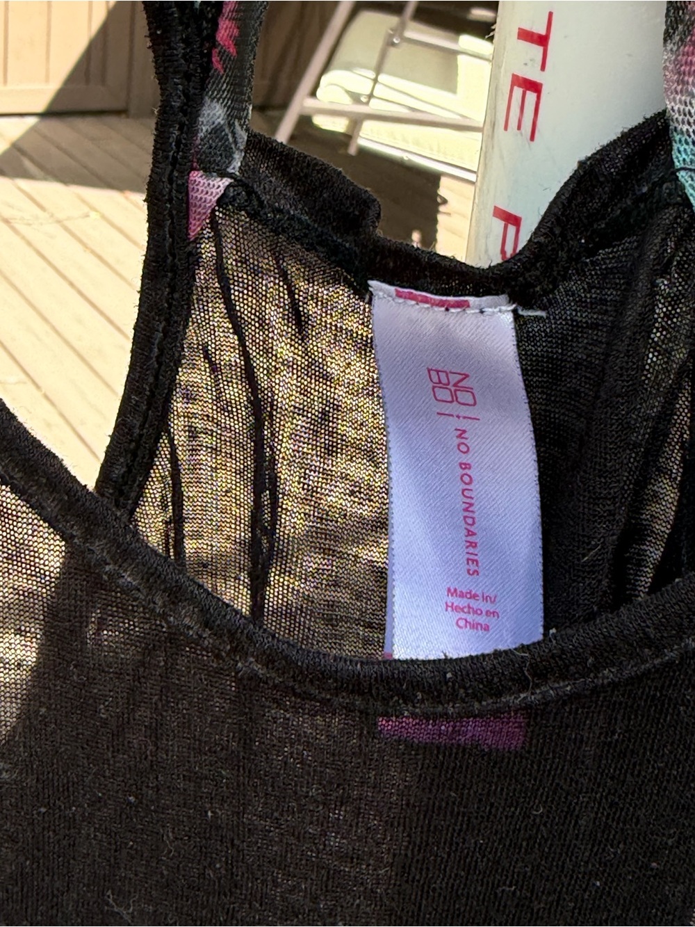 Black Floral Skull Tank Top with Pink Accents and inner top -2 items - Picture 5 of 8
